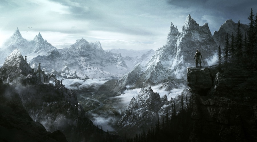 A mountain in Skyrim