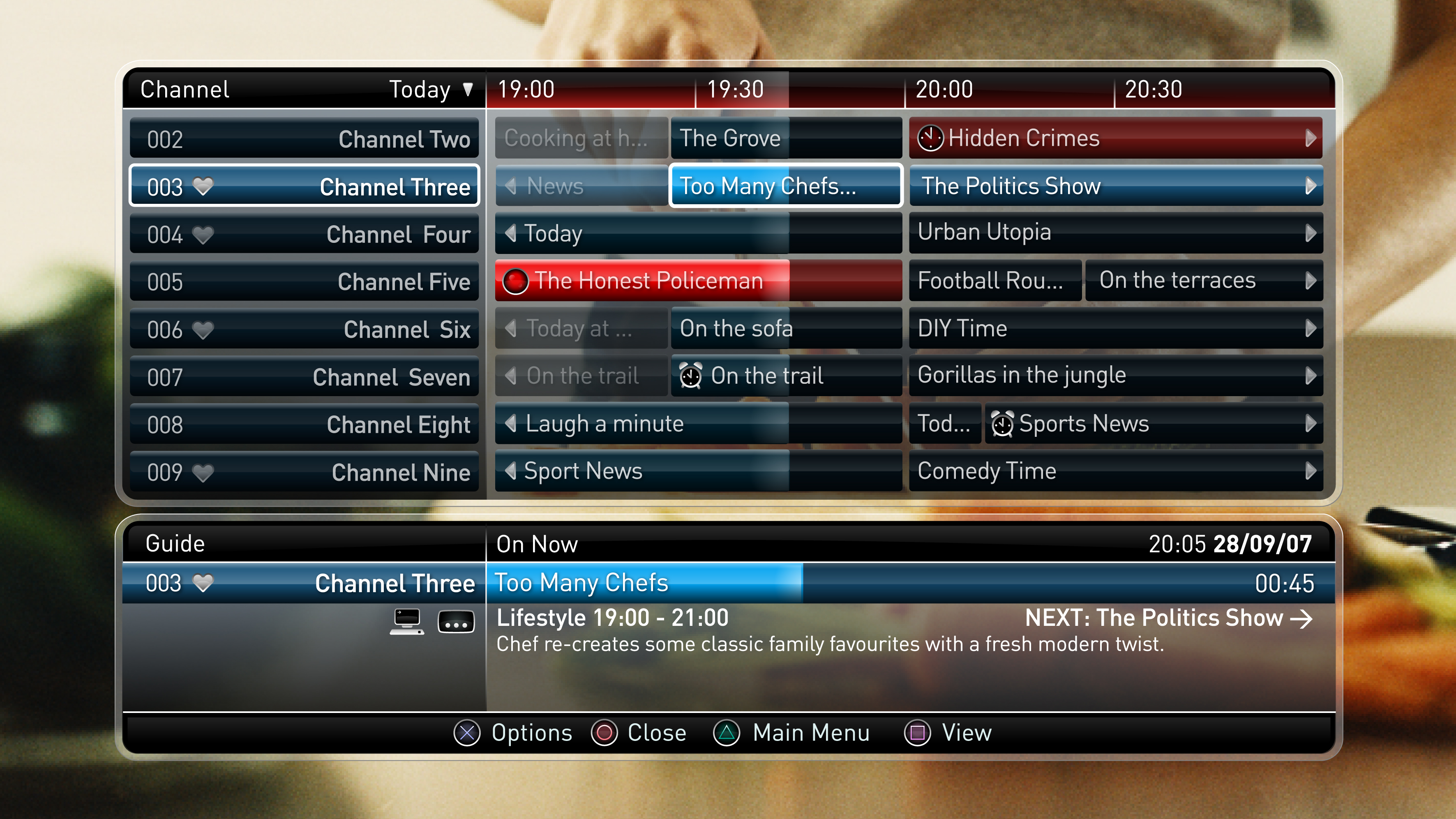 The PlayTV EPG