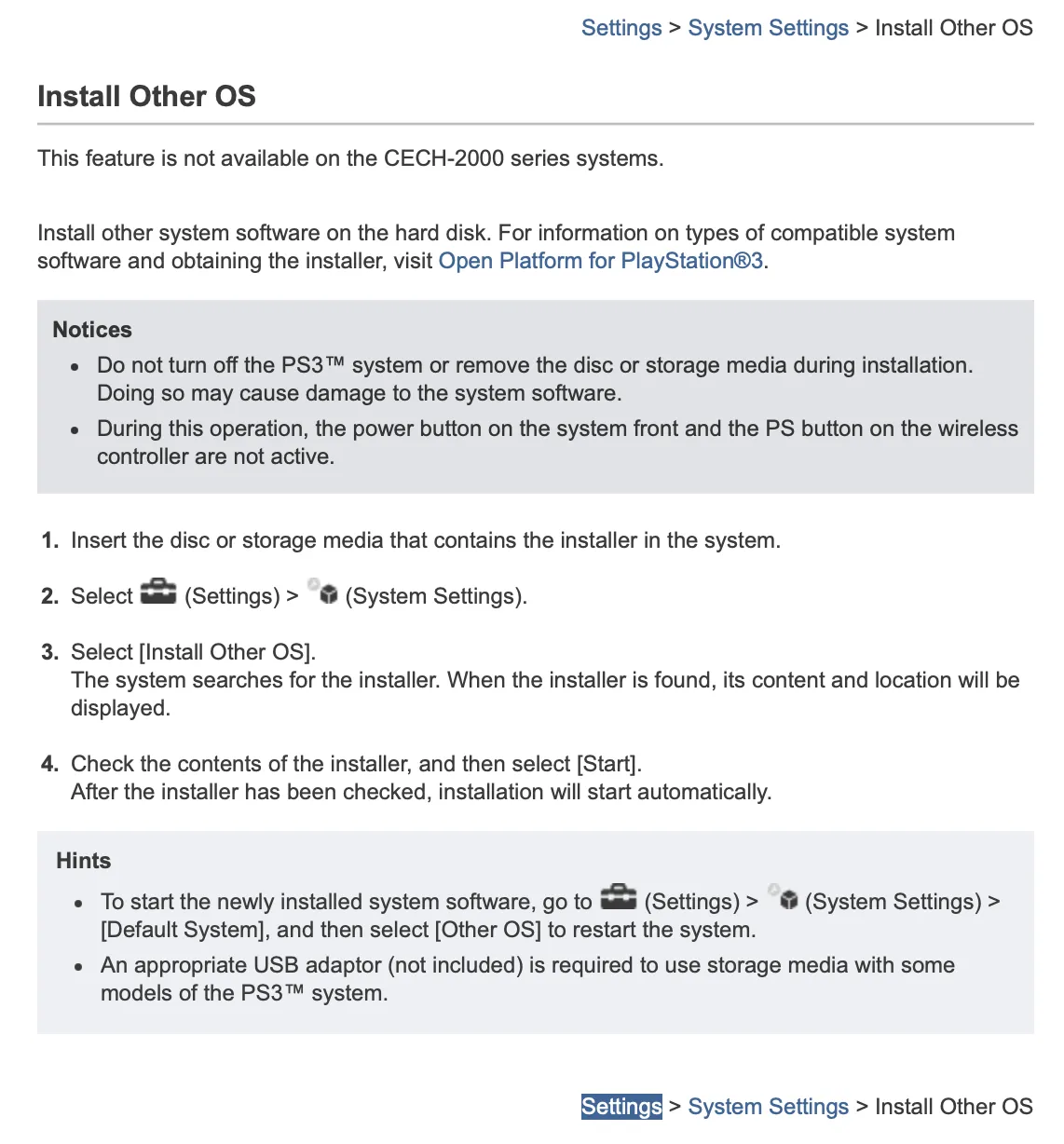 PS3 Manual on the OtherOS install