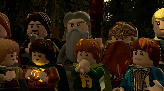 A Lego version of the Fellowship from the Lord of the Rings