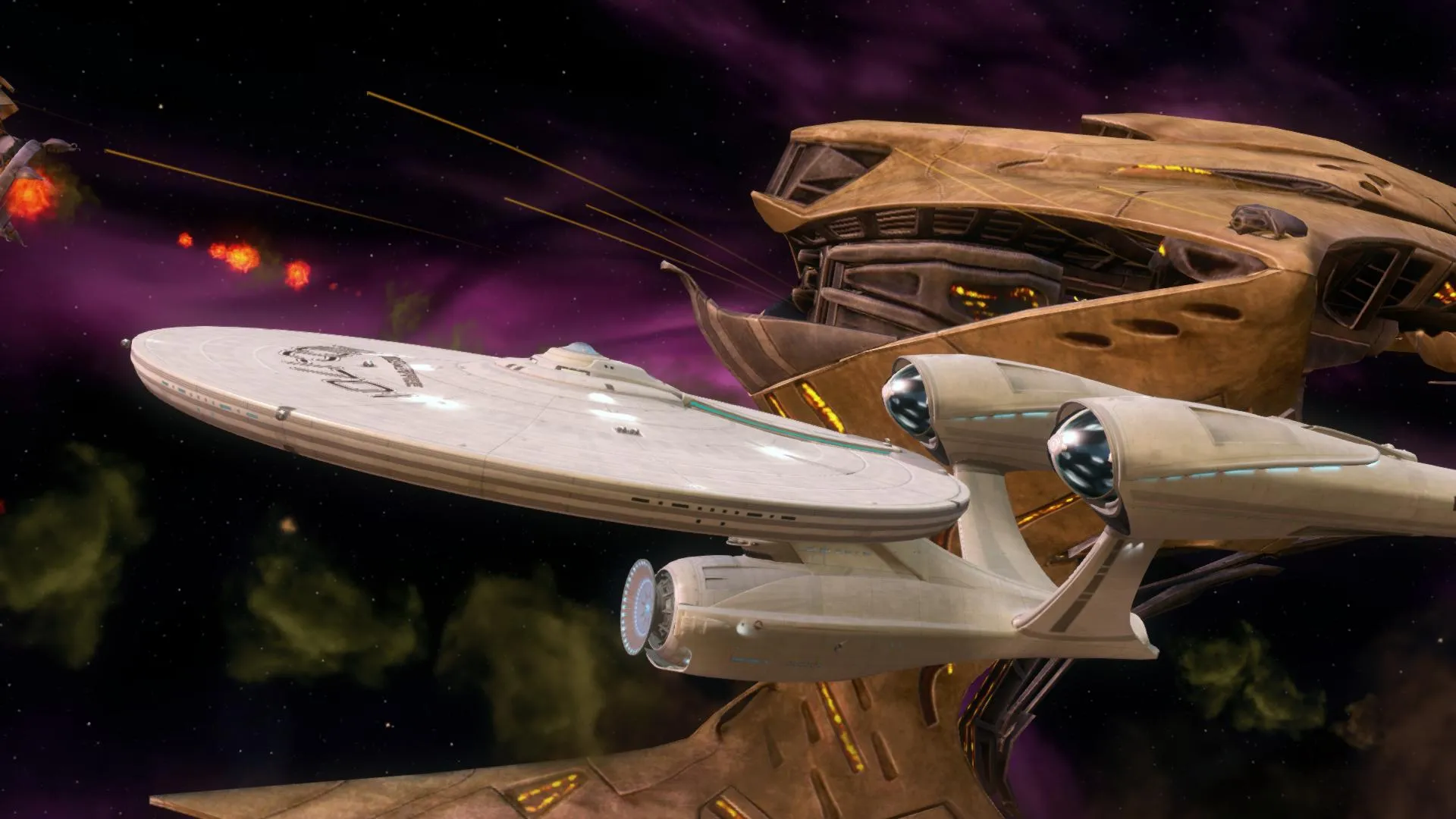 The Enterprise hurtles through a dangerous part of space